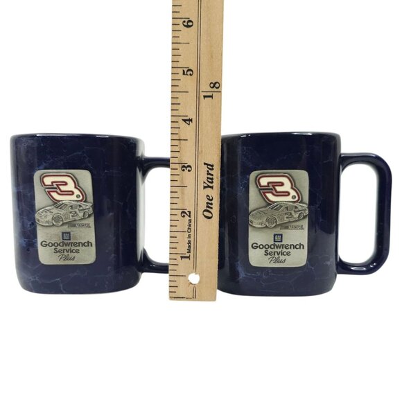 Dale Earnhardt #3 GM Goodwrench Service Plus Coffee Mugs Ceramic Blue Marbleized - Picture 11 of 12